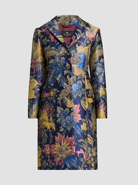 Etro Women's Floral Cotton-Blend Jacquard Notch Lapel Coat