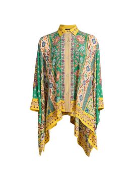 Etro Women's Floral Silk Draped Beach Shirt