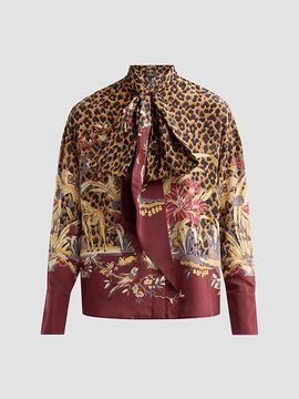 Etro Women's Leopard Safari Print Silk Shirt