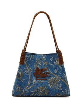 Etro Women's Libra Small Printed Jacquard Denim Shopper Tote Bag