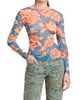Etro Women's Lotus Print Mesh Long-Sleeve Top - 3