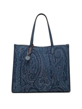 Etro Women's Lovetrotter Large Jacquard Paisley Denim Tote Bag