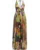 Etro Women's Metallic Lotus Paisley Silk Halter Gown - 7