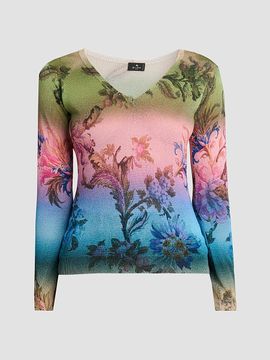 Etro Women's Ombré Floral Knit Top