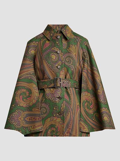 Etro Women's Paisley Cape-Sleeve Cotton-Blend Jacket
