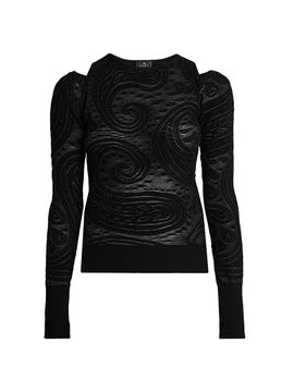 Etro Women's Paisley Cold-Shoulder Knit Top