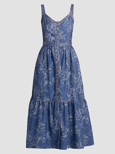 Etro Women's Paisley Denim Midi Dress