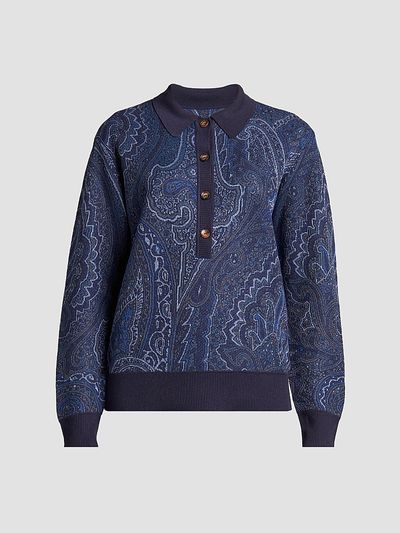 Etro Women's Paisley Knit Polo Top