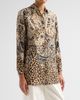 Etro Women's Paisley Leopard Print Silk Shirt - 4
