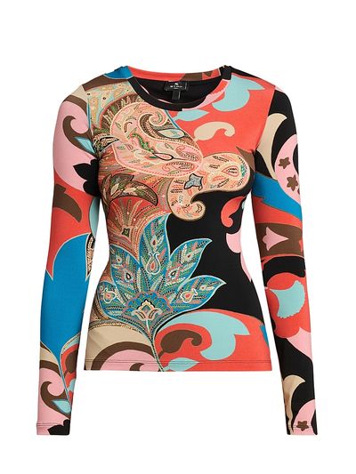 Etro Women's Paisley Lotus Print Long-Sleeve Top