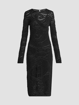 Etro Women's Paisley Mesh Sheath Midi Dress