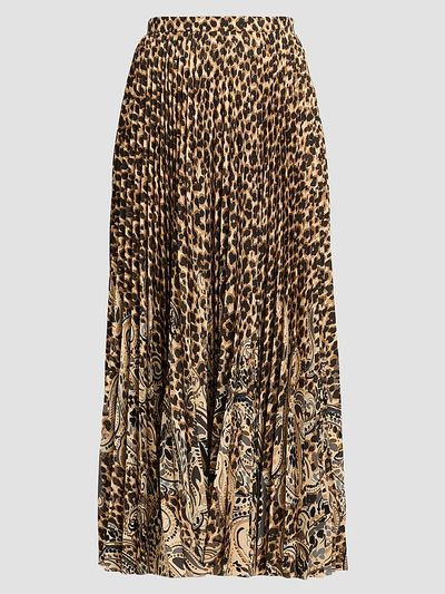 Etro Women's Pleated Leopard-Printed A-Line Midi Skirt