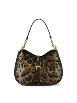 Etro Women's Pony Medium Leopard Print Velvet Shoulder Bag