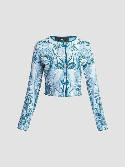 Etro Women's Printed Knit Crop Cardigan