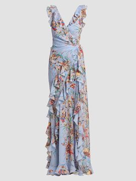 Etro Women's Printed Ruffle-Trimmed Maxi Dress