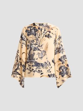 Etro Women's Printed Silk Keyhole Blouse