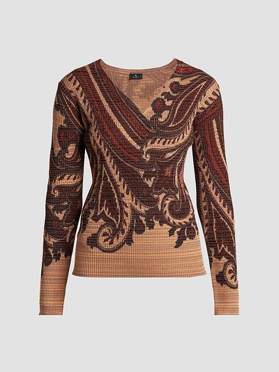 Etro Women's Stamped Paisley V-Neck Top