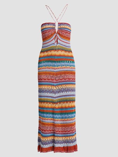 Etro Women's Striped Pointelle Knit Midi Dress