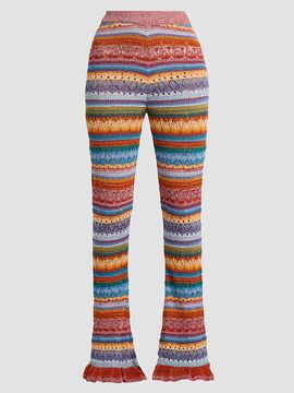 Etro Women's Striped Pointelle Knit Trousers