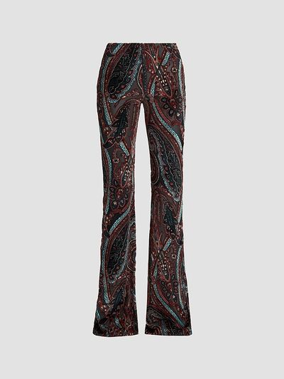 Etro Women's Velvet Paisley Sheer Kick Flare Leggings
