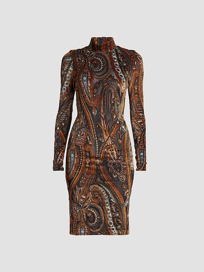 Etro Women's Velvet Paisley Sheer Knee-Length Dress
