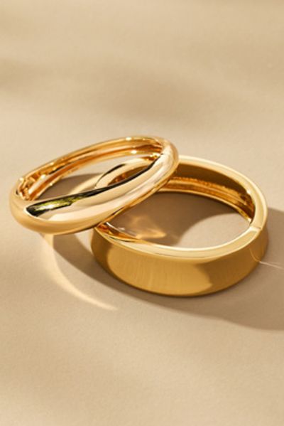 Ettika Double Golden Bangle Bracelets, Set of 2