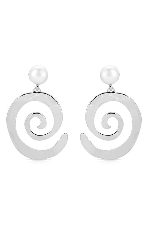 Ettika Ettika Aura Swirl Freshwater Pearl Drop Earrings