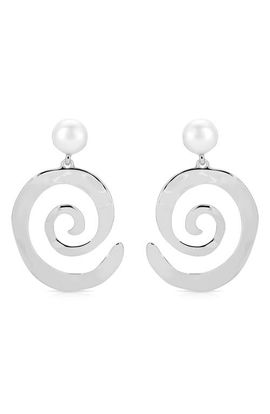 Ettika Ettika Aura Swirl Freshwater Pearl Drop Earrings