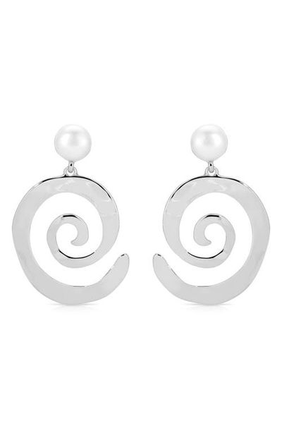 Ettika Ettika Aura Swirl Freshwater Pearl Drop Earrings