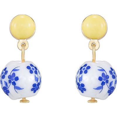 Ettika Ettika Chinoiserie Imitation Pearl Drop Earrings