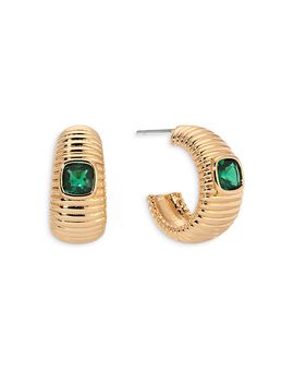 Ettika Ettika Crystal Ribbed Medium Hoop Earrings