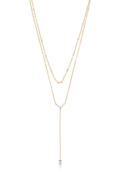 Ettika Ettika Dainty Marquise Double Layered Y-Necklace