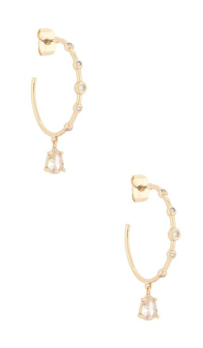 Ettika Ettika Delicate Crystal Charm Hoop Earrings