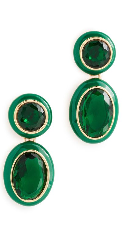 Ettika Ettika Duet Drop Earrings Green One