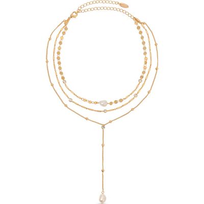 Ettika Ettika Forever Cultured Freshwater Pearl Layered Y-Necklace