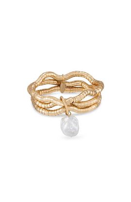 Ettika Ettika Freshwater Pearl Drop Layered Stretch Bracelet