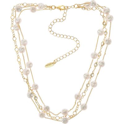 Ettika Ettika Imitation Pearl & Cubic Zirconia Layered Necklace