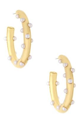 Ettika Ettika Imitation Pearl Hoop Earrings