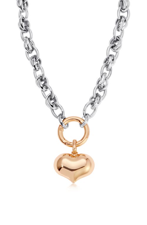Ettika Ettika Mixed Finish Heart Pendant Necklace