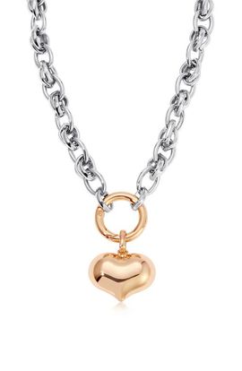 Ettika Ettika Mixed Finish Heart Pendant Necklace