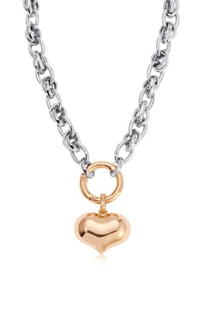 Ettika Ettika Mixed Finish Heart Pendant Necklace