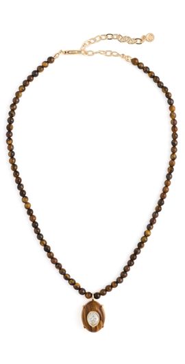 Ettika Ettika Modern Beaded Pendant Necklace Tiger's Eye One