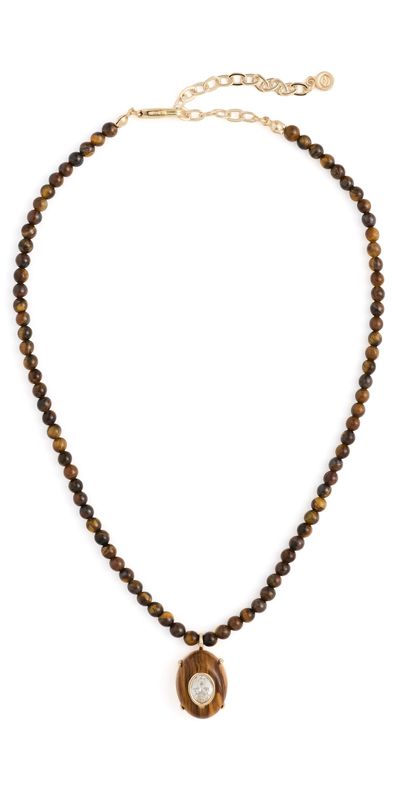 Ettika Ettika Modern Beaded Pendant Necklace Tiger's Eye One