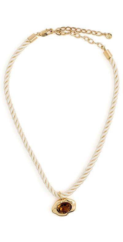 Ettika Ettika Molten Pendant Rope Necklace Smokey Quartz And Cream One