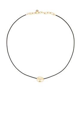 Ettika Ettika Polished Pebble Black Leather Pendant Necklace