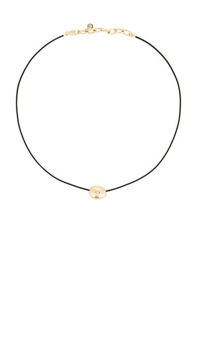 Ettika Ettika Polished Pebble Black Leather Pendant Necklace