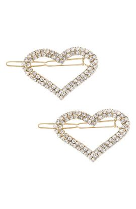 Ettika Ettika Set of 2 Crystal Heart Barrettes
