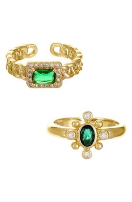 Ettika Ettika Set of 2 Cubic Zirconia Adjustable Rings