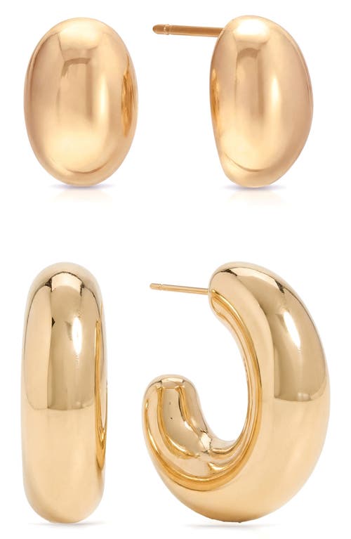 Ettika Ettika Set of 2 Pairs Thick Dome Hoop & Stud Earrings