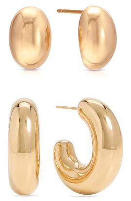 Ettika Ettika Set of 2 Pairs Thick Dome Hoop & Stud Earrings